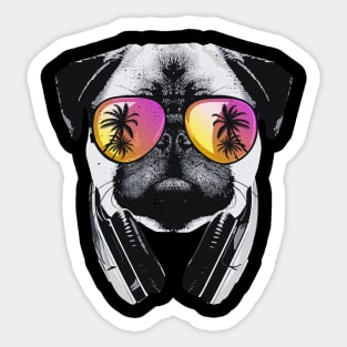 Cool Pug with Headphones Sticker